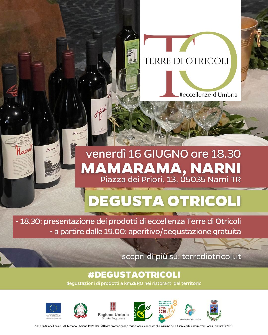 Locandina dell'evento Degusta Otricoli al ristorante Mamarama di Narni